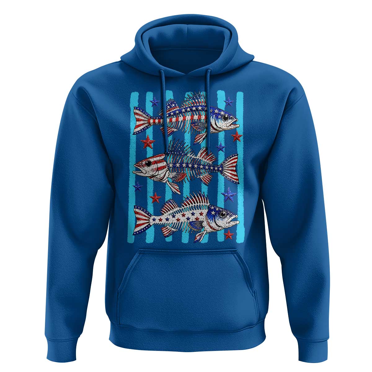 Patriotic Striped Bass Fishing Skeleton Hoodie USA Flag Angler Gift