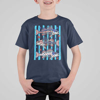 Patriotic Striped Bass Fishing Skeleton T Shirt For Kid USA Flag Angler Gift