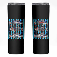 Patriotic Striped Bass Fishing Skeleton Skinny Tumbler USA Flag Angler Gift