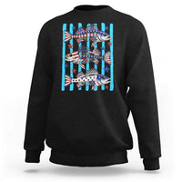 Patriotic Striped Bass Fishing Skeleton Sweatshirt USA Flag Angler Gift