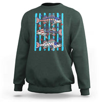 Patriotic Striped Bass Fishing Skeleton Sweatshirt USA Flag Angler Gift