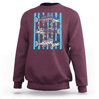 Patriotic Striped Bass Fishing Skeleton Sweatshirt USA Flag Angler Gift