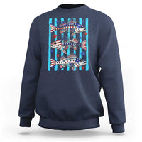 Patriotic Striped Bass Fishing Skeleton Sweatshirt USA Flag Angler Gift