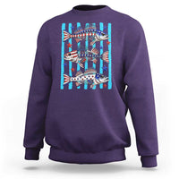 Patriotic Striped Bass Fishing Skeleton Sweatshirt USA Flag Angler Gift