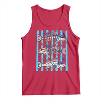 Patriotic Striped Bass Fishing Skeleton Tank Top USA Flag Angler Gift