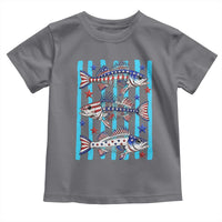 Patriotic Striped Bass Fishing Skeleton Toddler T Shirt USA Flag Angler Gift
