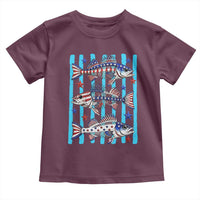 Patriotic Striped Bass Fishing Skeleton Toddler T Shirt USA Flag Angler Gift