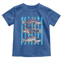 Patriotic Striped Bass Fishing Skeleton Toddler T Shirt USA Flag Angler Gift
