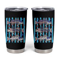 Patriotic Striped Bass Fishing Skeleton Tumbler Cup USA Flag Angler Gift
