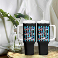 Patriotic Striped Bass Fishing Skeleton Tumbler With Handle USA Flag Angler Gift
