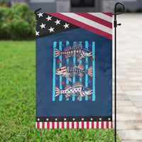 Striped Bass Fishing Skeleton Patriotic Garden Flag USA Flag Angler Gift
