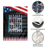 Striped Bass Fishing Skeleton Patriotic Garden Flag USA Flag Angler Gift