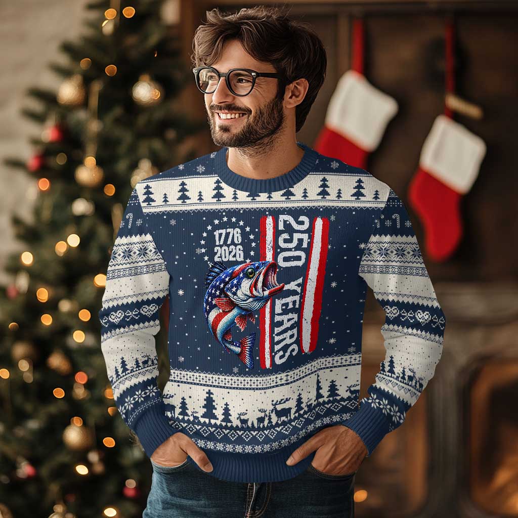 Vintage USA 250th Anniversary Crawfish Patriotic Gift Ugly Christmas Sweater