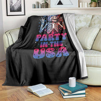 Funny Party In The USA Skeleton Rock Hand Throw Blanket 4th Of July Rocker Gift