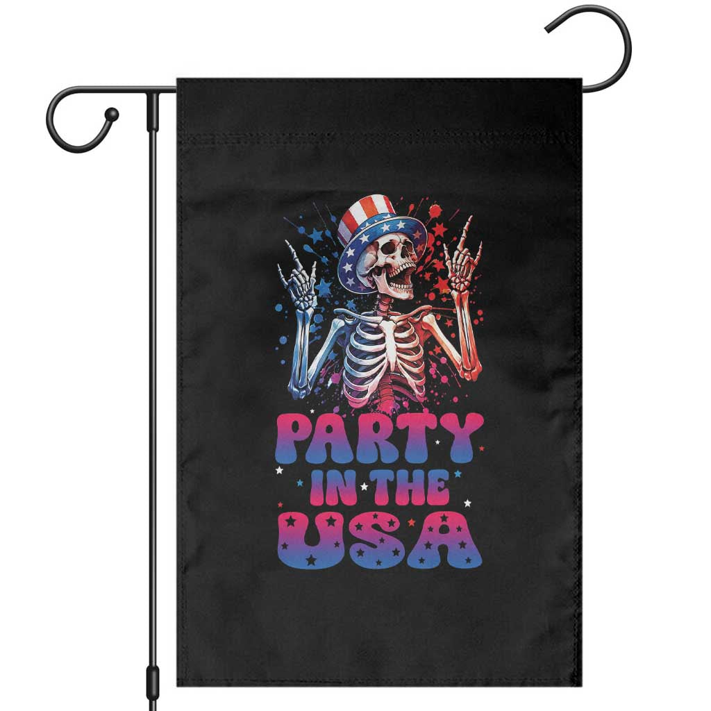 Funny Party In The USA Skeleton Rock Hand Garden Flag 4th Of July Rocker Gift