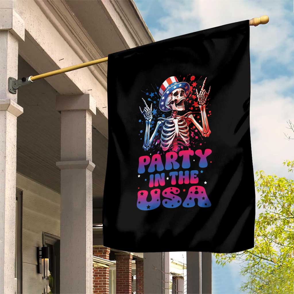 Funny Party In The USA Skeleton Rock Hand Garden Flag 4th Of July Rocker Gift