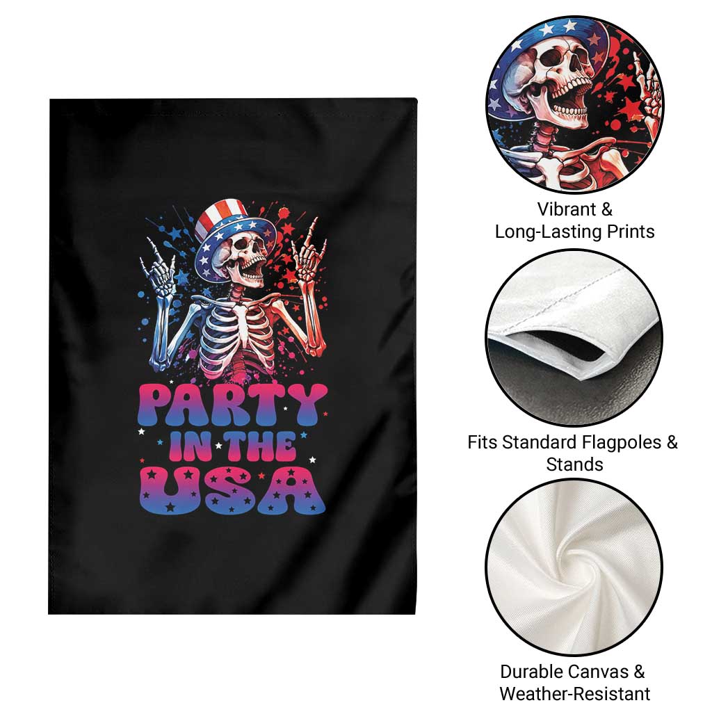 Funny Party In The USA Skeleton Rock Hand Garden Flag 4th Of July Rocker Gift