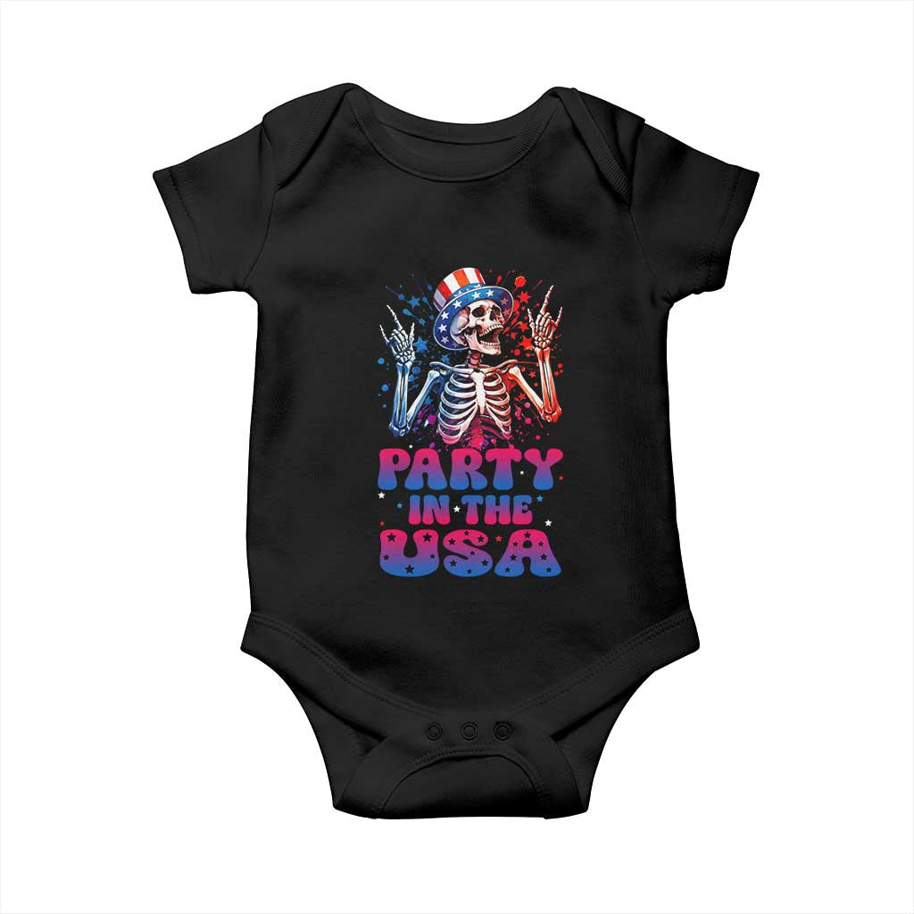 Funny Party In The USA Skeleton Rock Hand Baby Onesie 4th Of July Rocker Gift