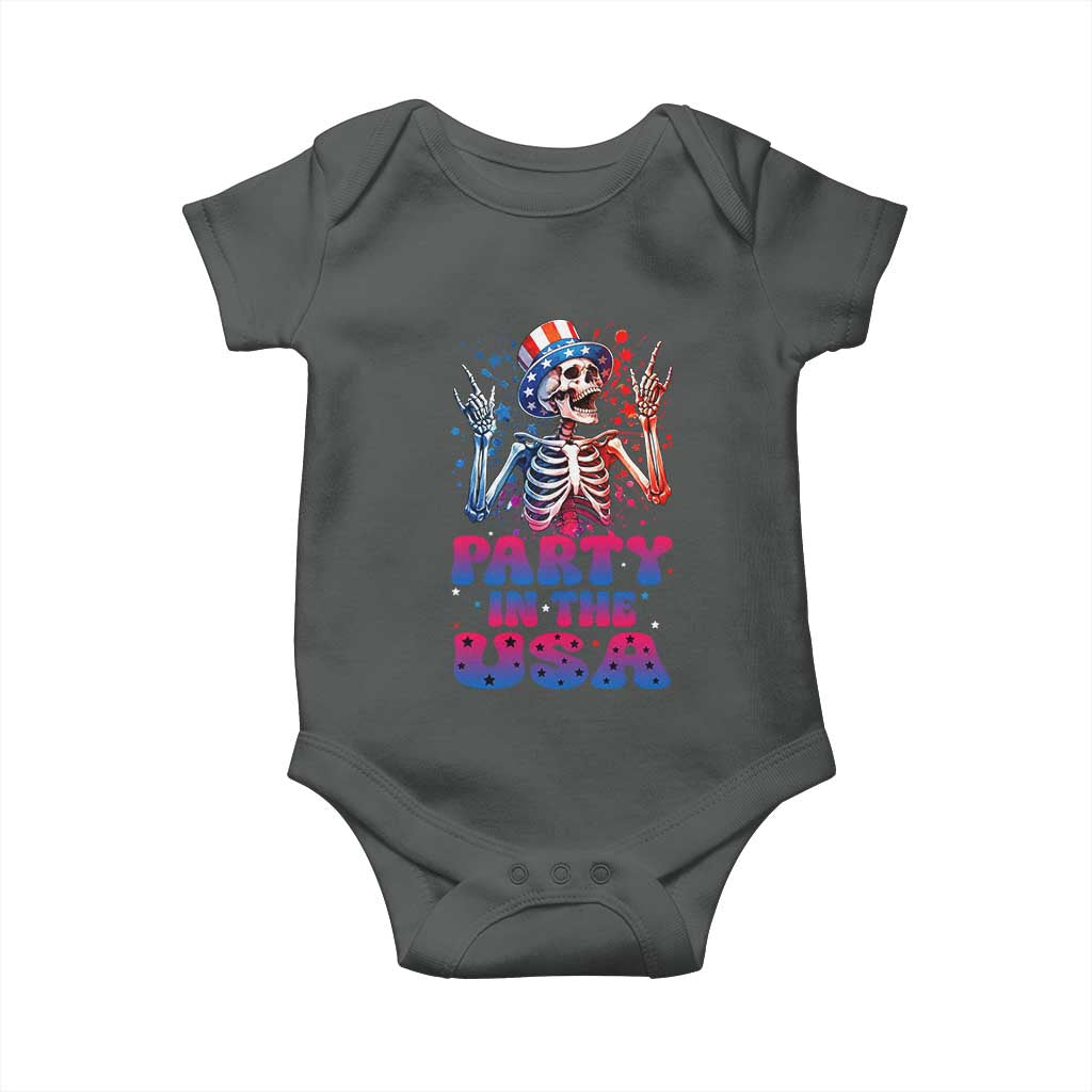 Funny Party In The USA Skeleton Rock Hand Baby Onesie 4th Of July Rocker Gift