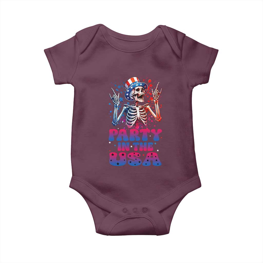 Funny Party In The USA Skeleton Rock Hand Baby Onesie 4th Of July Rocker Gift