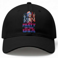 Funny Party In The USA Skeleton Rock Hand Baseball Cap 4th Of July Rocker Gift