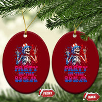 Funny Party In The USA Skeleton Rock Hand Ceramic Ornament 4th Of July Rocker Gift