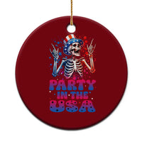 Funny Party In The USA Skeleton Rock Hand Ceramic Ornament 4th Of July Rocker Gift