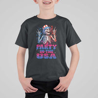 Funny Party In The USA Skeleton Rock Hand T Shirt For Kid 4th Of July Rocker Gift
