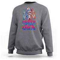 Funny Party In The USA Skeleton Rock Hand Sweatshirt 4th Of July Rocker Gift