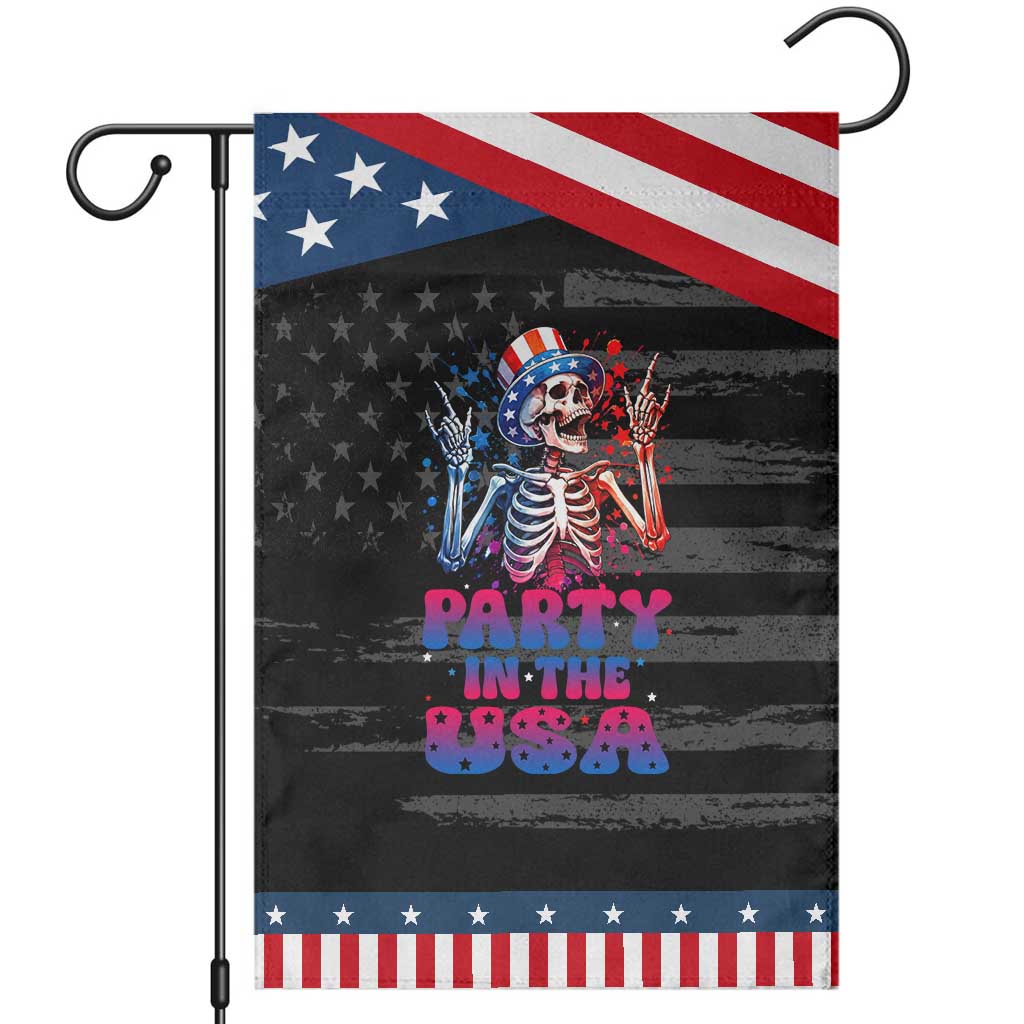 Funny Party In The USA Skeleton Rock Hand Patriotic Garden Flag 4th Of July Rocker Gift
