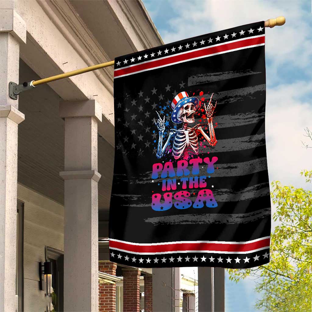 Funny Party In The USA Skeleton Rock Hand Patriotic Garden Flag 4th Of July Rocker Gift