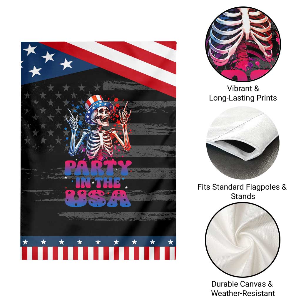 Funny Party In The USA Skeleton Rock Hand Patriotic Garden Flag 4th Of July Rocker Gift