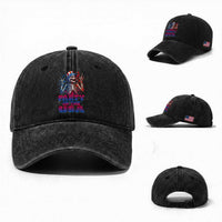 Funny Party In The USA Skeleton Rock Hand Washed Cotton Baseball Cap 4th Of July Rocker Gift