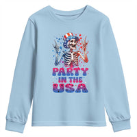 Funny Party In The USA Skeleton Rock Hand Youth Sweatshirt 4th Of July Rocker Gift