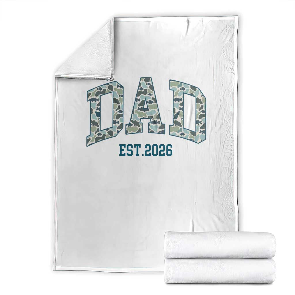 Promoted To Dad Est 2026 Throw Blanket Camo Fishing New Dad Gift