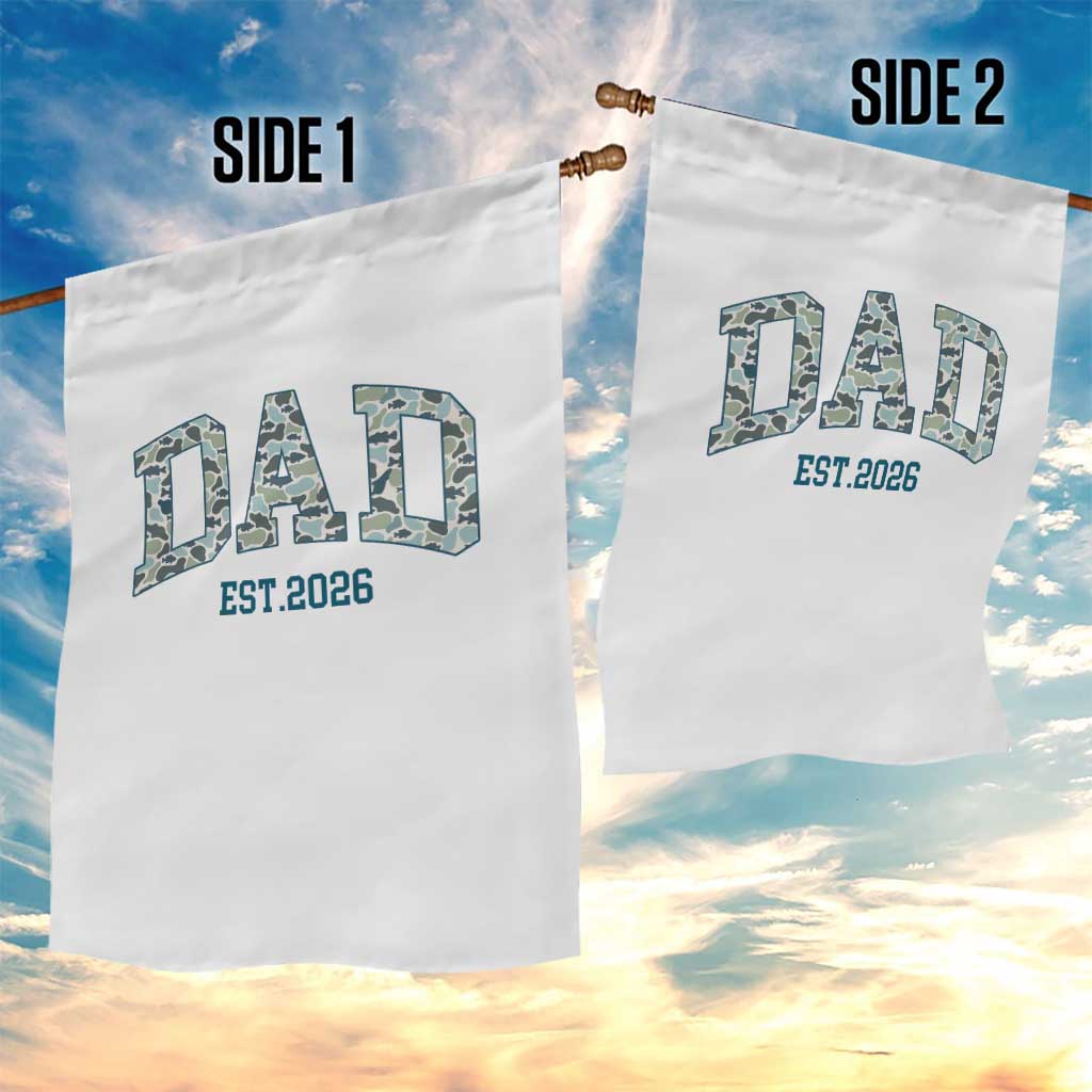 Promoted To Dad Est 2026 Garden Flag Camo Fishing New Dad Gift