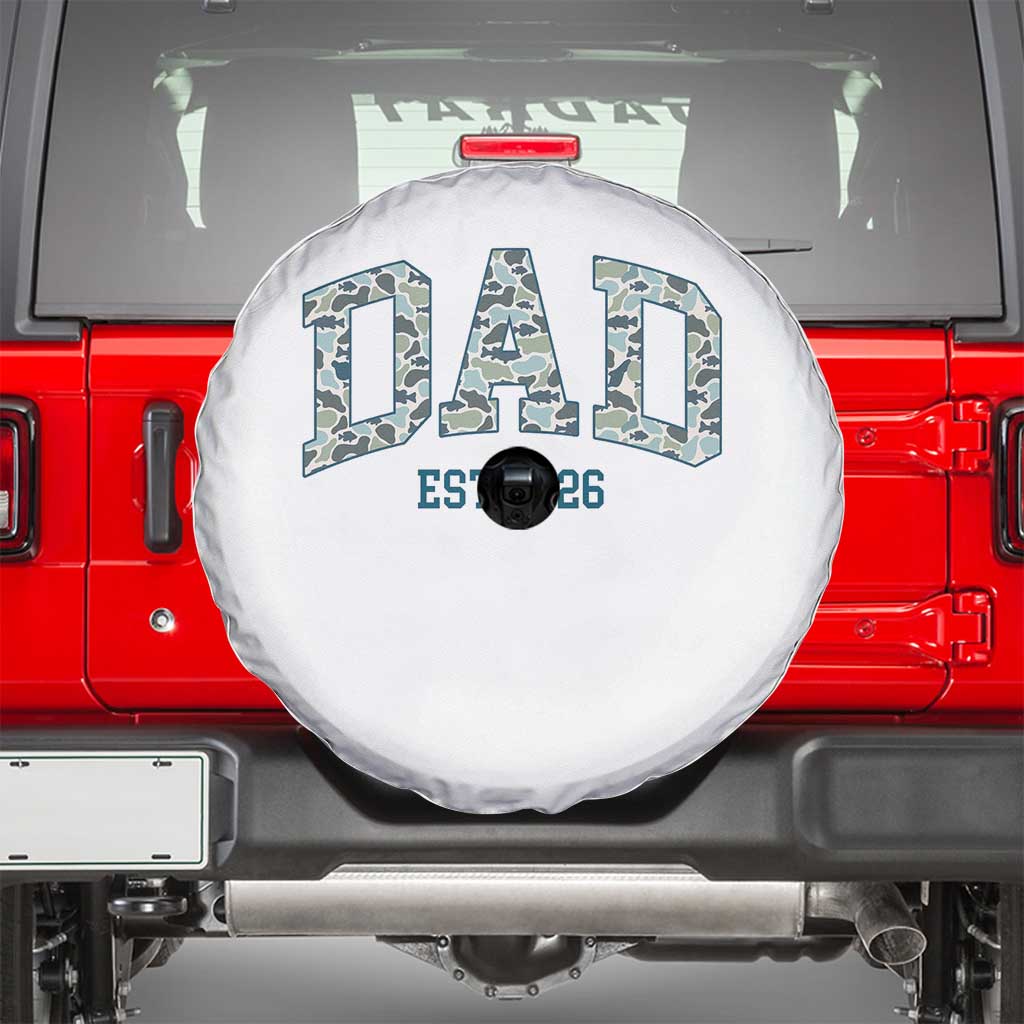 Promoted To Dad Est 2026 Spare Tire Cover Camo Fishing New Dad Gift