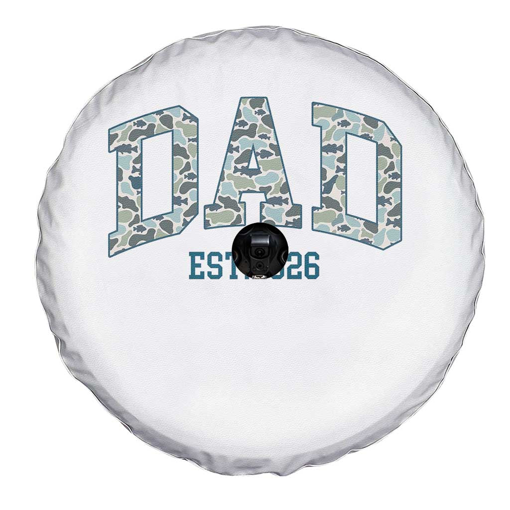 Promoted To Dad Est 2026 Spare Tire Cover Camo Fishing New Dad Gift