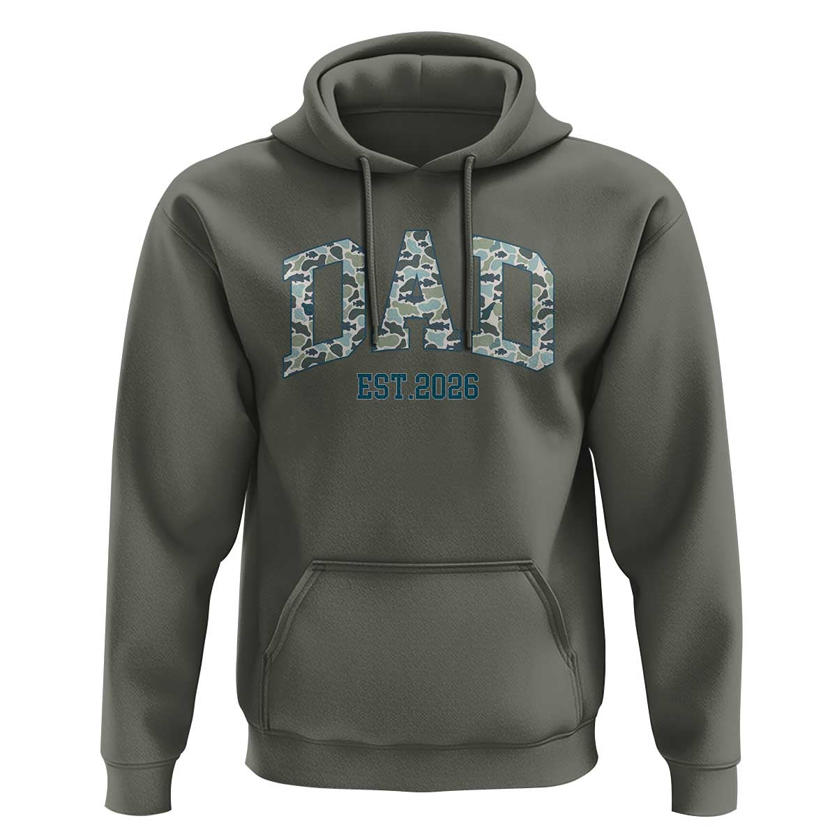 Promoted To Dad Est 2026 Hoodie Camo Fishing New Dad Gift