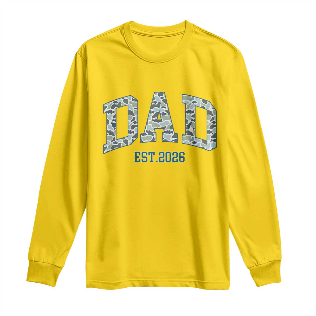 Promoted To Dad Est 2026 Long Sleeve Shirt Camo Fishing New Dad Gift