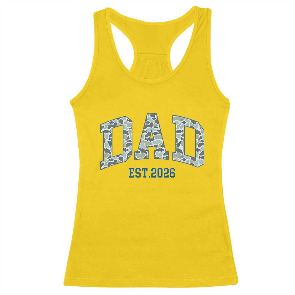 Promoted To Dad Est 2026 Racerback Tank Top Camo Fishing New Dad Gift