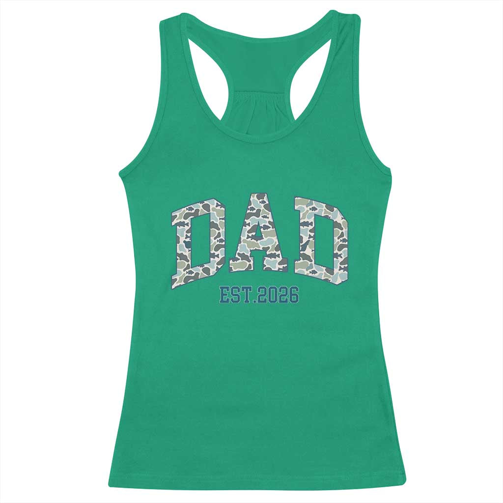 Promoted To Dad Est 2026 Racerback Tank Top Camo Fishing New Dad Gift