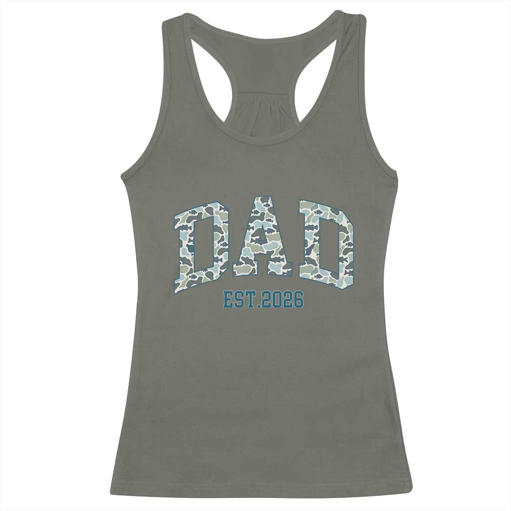 Promoted To Dad Est 2026 Racerback Tank Top Camo Fishing New Dad Gift