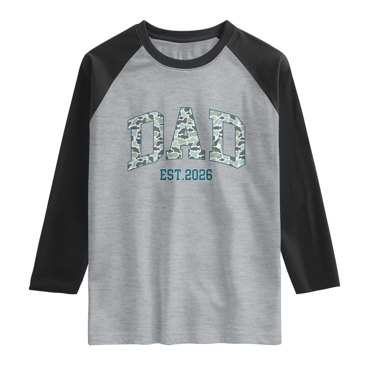 Promoted To Dad Est 2026 Raglan Shirt Camo Fishing New Dad Gift