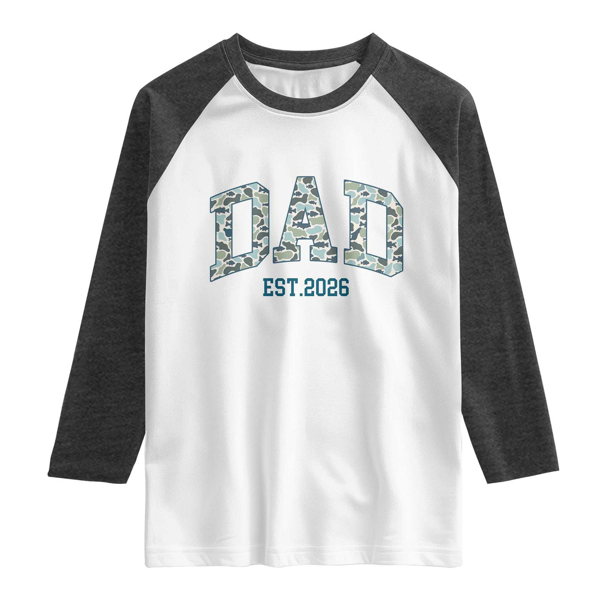 Promoted To Dad Est 2026 Raglan Shirt Camo Fishing New Dad Gift