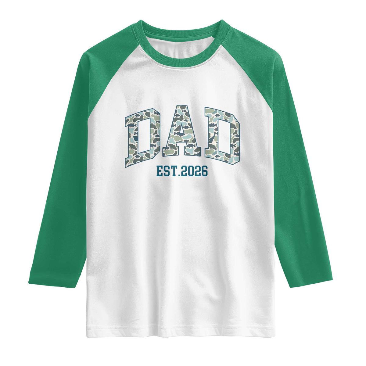 Promoted To Dad Est 2026 Raglan Shirt Camo Fishing New Dad Gift