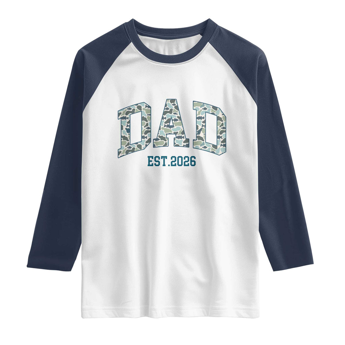 Promoted To Dad Est 2026 Raglan Shirt Camo Fishing New Dad Gift