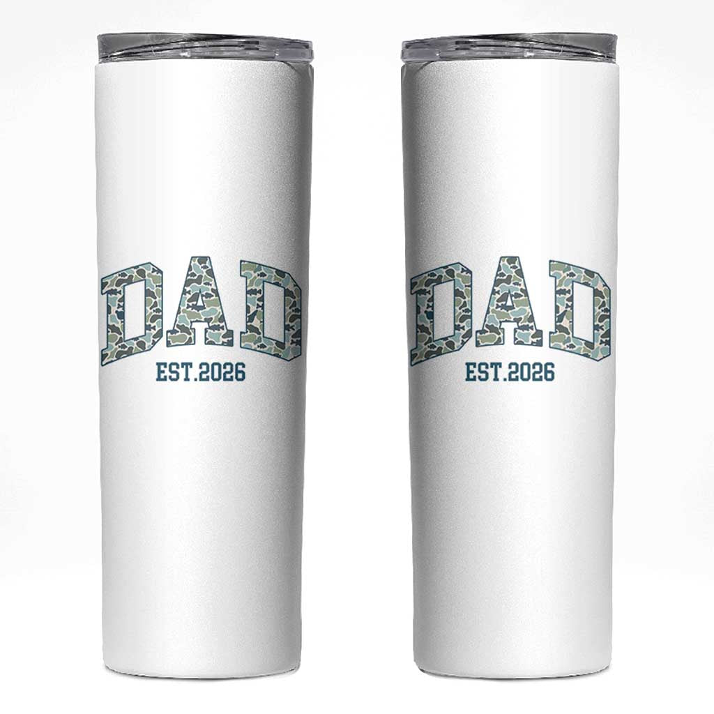 Promoted To Dad Est 2026 Skinny Tumbler Camo Fishing New Dad Gift