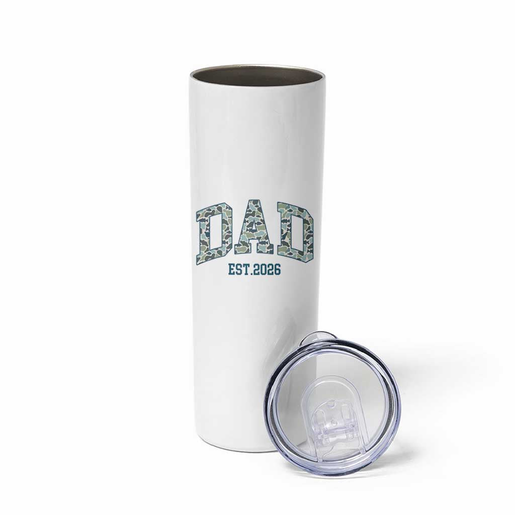 Promoted To Dad Est 2026 Skinny Tumbler Camo Fishing New Dad Gift