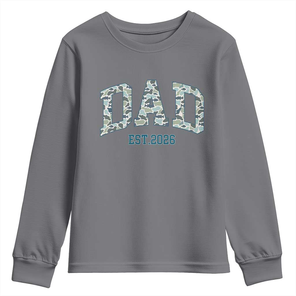 Promoted To Dad Est 2026 Youth Sweatshirt Camo Fishing New Dad Gift